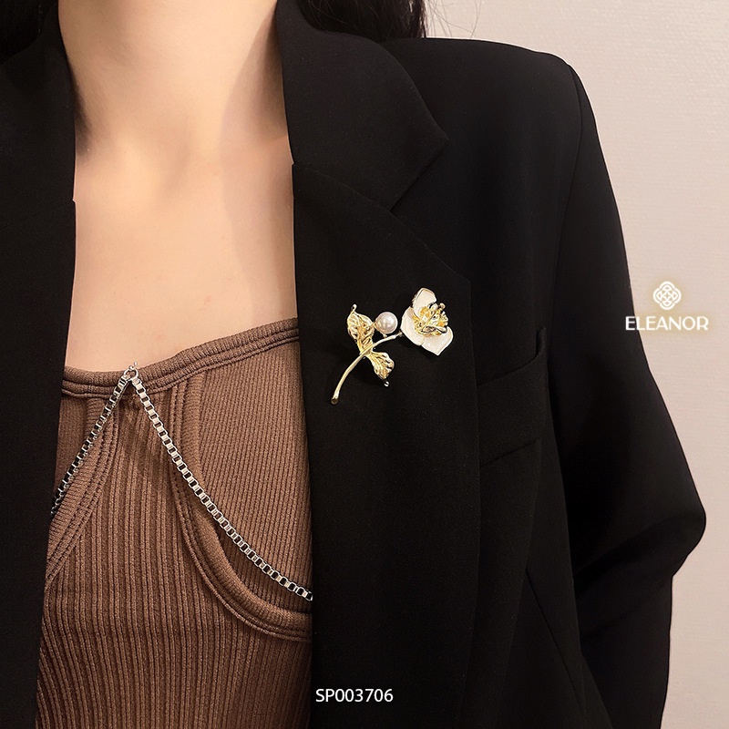 Ghim cài áo nam nữ Eleanor Accessories hình hoa ngọc trai nhân tạo phụ kiện thời trang 3706