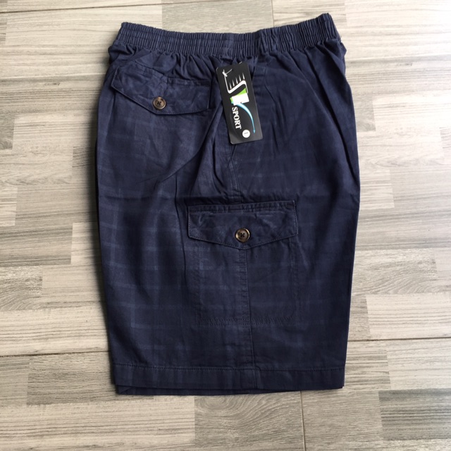 Quần Short Thô Nam Trung Niên quần măc nhà chất cotton vải mềm mịn kẻ màu dài 50cm