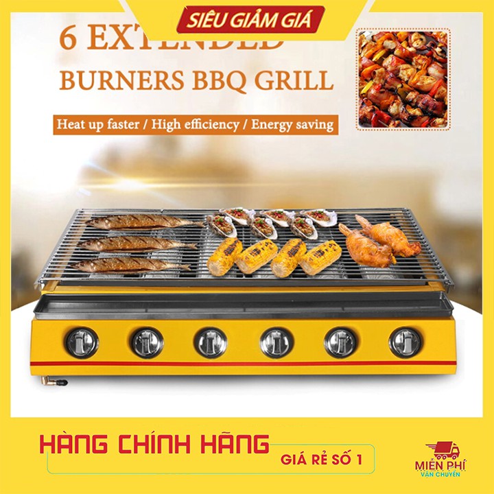 Bếp nướng hải sản bằng gas, nướng hàu, thịt bbq sử dụng ga 6 đầu đốt ETON ET-K333