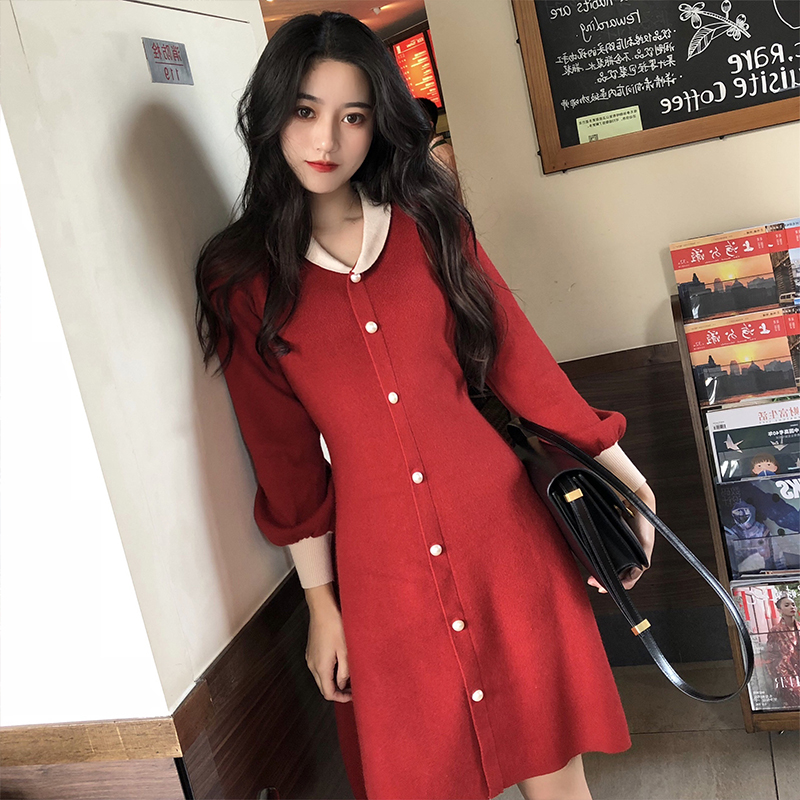 Đầm tay dài xẻ cổ chữ V phong cách thời trang Pháp 2020 | BigBuy360 - bigbuy360.vn