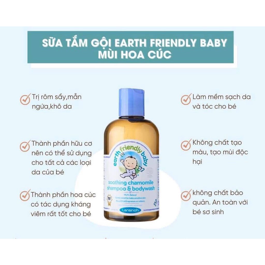 Sữa tắm thiên nhiên Lansinoh Earth Friendly Baby cho bé 250ml