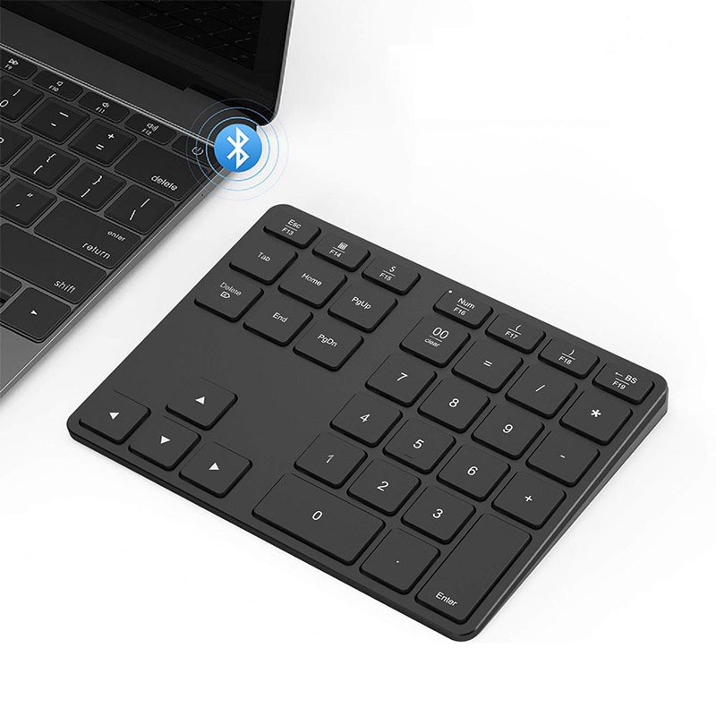 [New]Aluminum Alloy Bluetooth Wireless Numeric Keypad 35 Keys Digital Keyboard for Accounting Teller Windows IOS Mac OS Android PC Tablet Laptop (Gray)