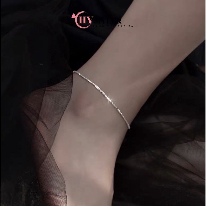 Lắc chân bạc nữ CHY SILVER dạng xù kim sa lấp lánh bạc ý s925
