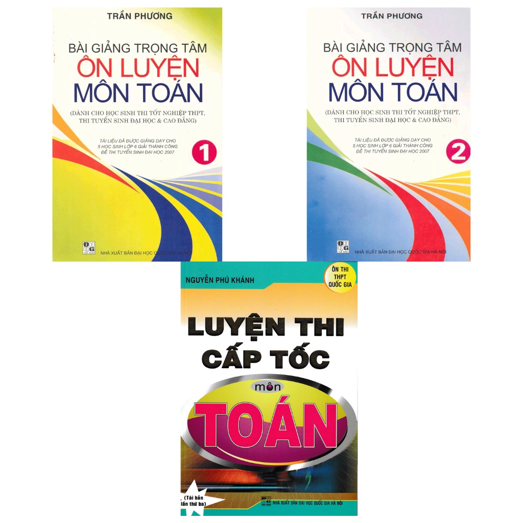 Sách - Combo Bài Giảng Trọng Tâm Ôn Luyện Môn Toán Tập 1 , Tập 2 , Luyện Thi Cấp Tốc Môn Toán
