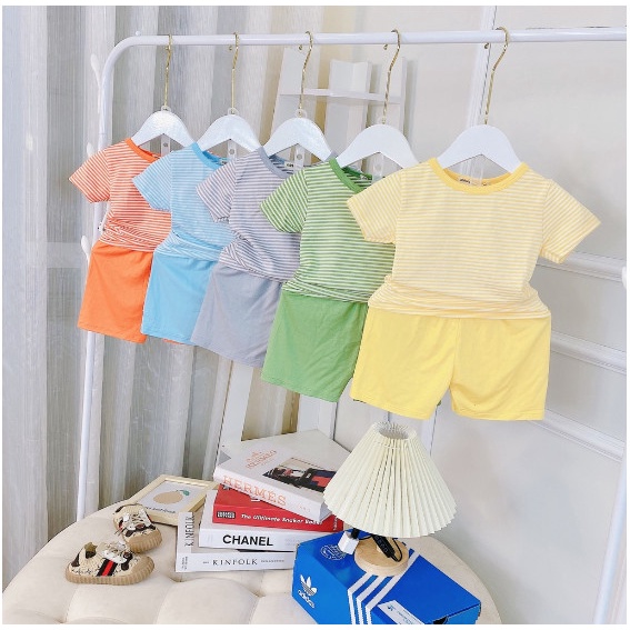 Bộ Minky Mom Cộc Tay Cho Bé Gái Bé Trai 0 1 2 3 4 5 6 Tuổi Vải Thun Lạnh-Quần Áo Trẻ Em Đồ Bộ Cho Bé Từ 7-28kg