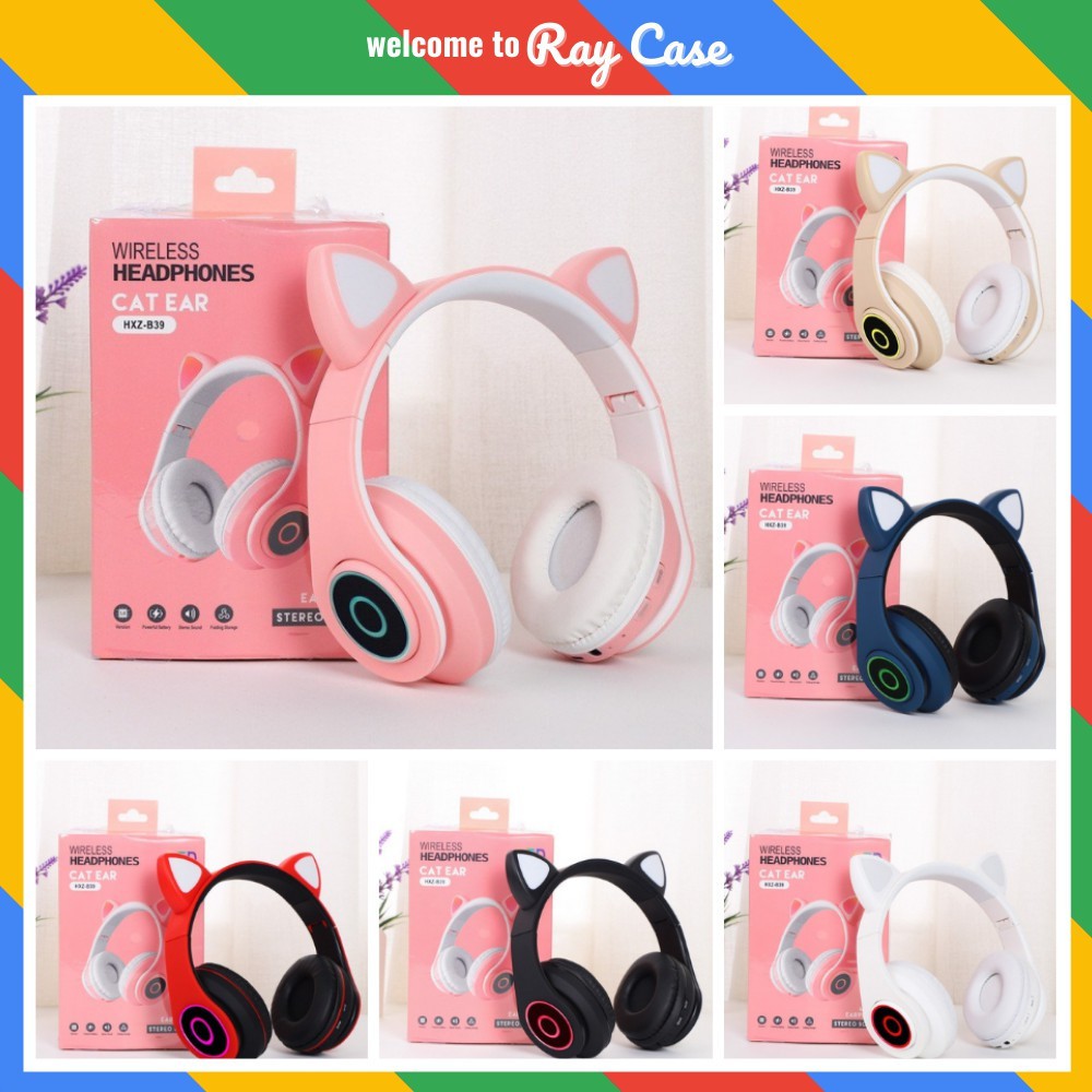 loại xịn có mic Tai Nghe Chụp Tai Mèo Bluetooth, Headphone Tai Mèo Dễ Thương, Âm Bass Mạnh Mẽ Và Dung Lượng Pin Khủng
