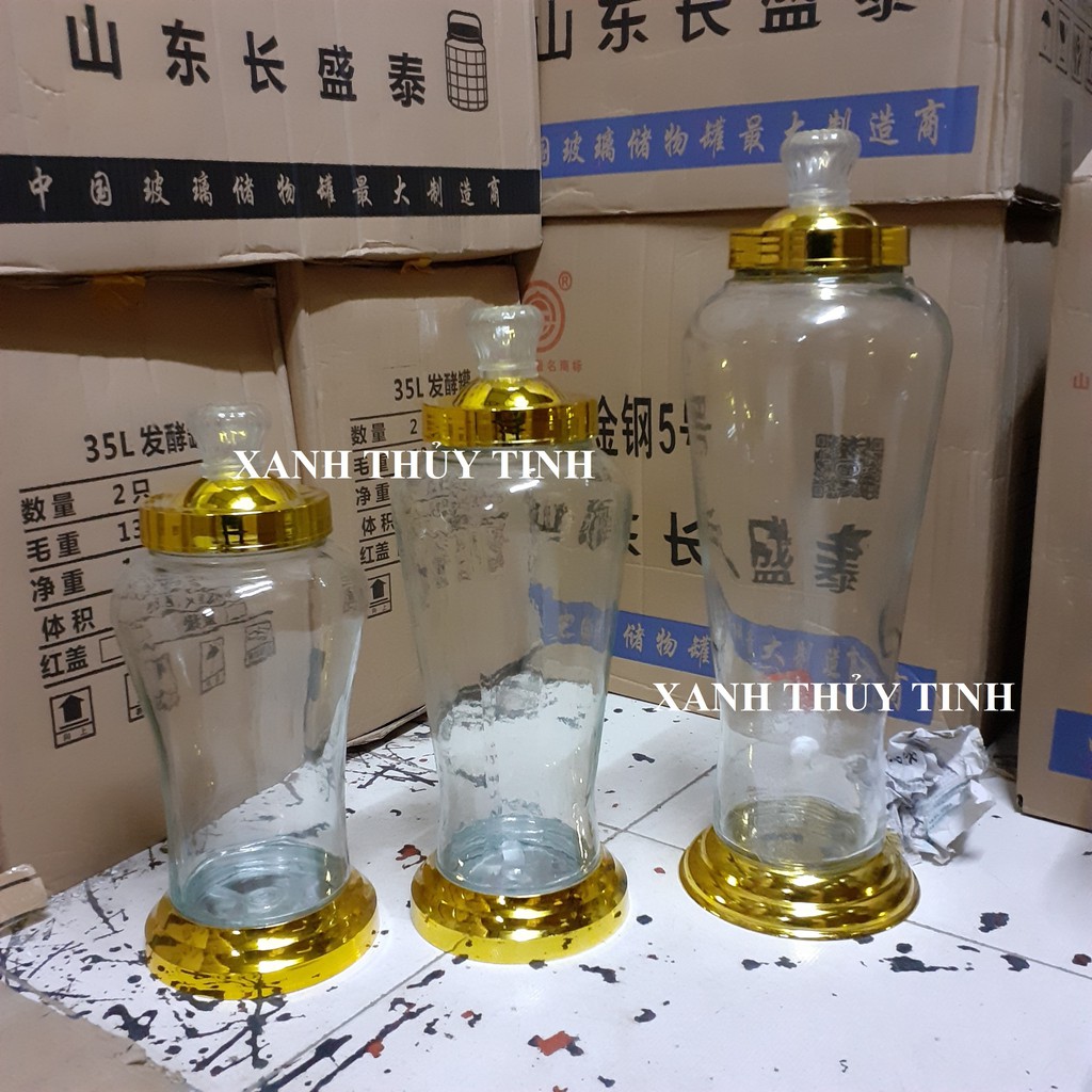 Bình thủy tinh ngâm sâm, nắp vàng cao cấp - 4 Lít