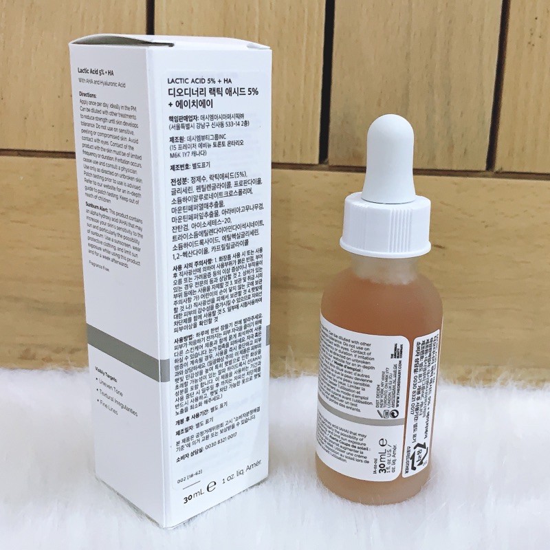 The Ordinary Lactic Acid 5% + HA Serum - Tinh Chất Thanh Lọc Da 30ml