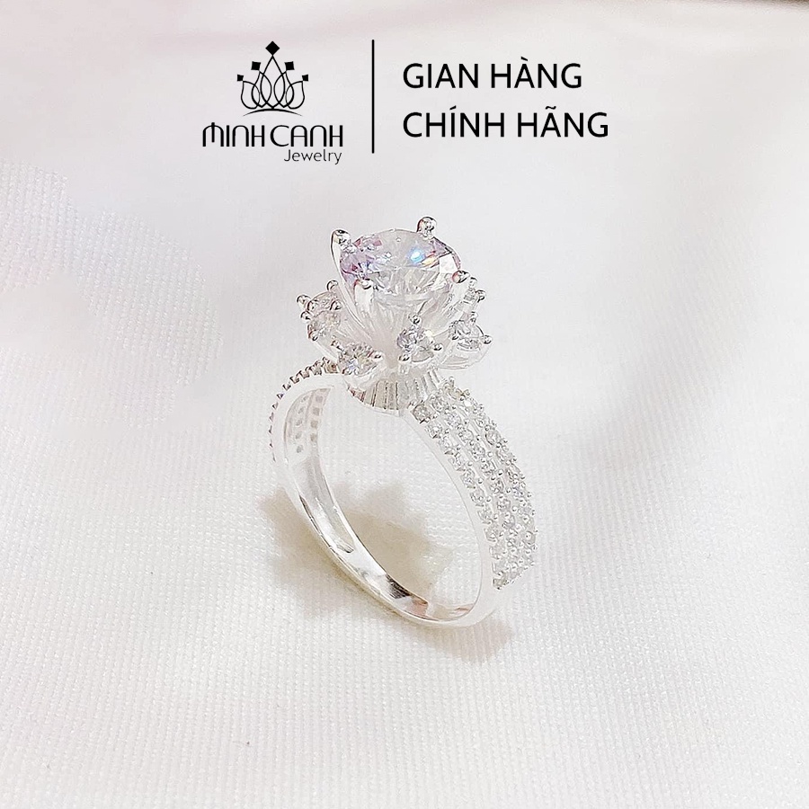 Nhẫn Bạc Nữ 3 Hàng Đá Hoa Đá Cao Minh Canh Jewelry