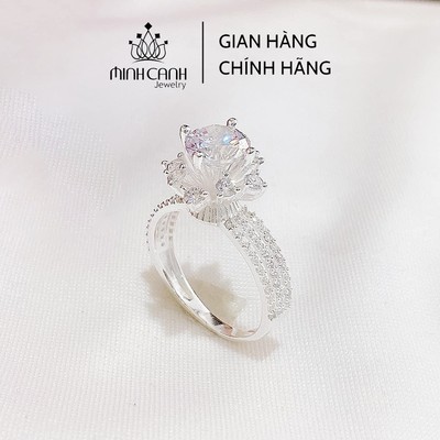Nhẫn Bạc Nữ 3 Hàng Đá Hoa Đá Cao Minh Canh Jewelry