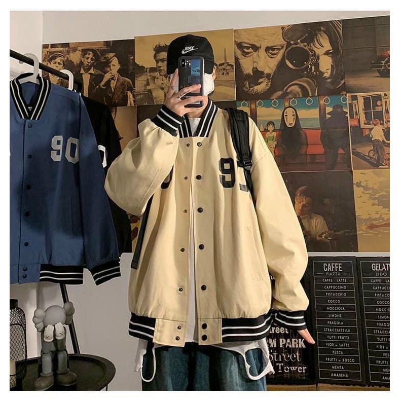 Áo khoác dù nam nữ unisex kiểu bomber form rộng, 2 lớp dày dặn (D90)