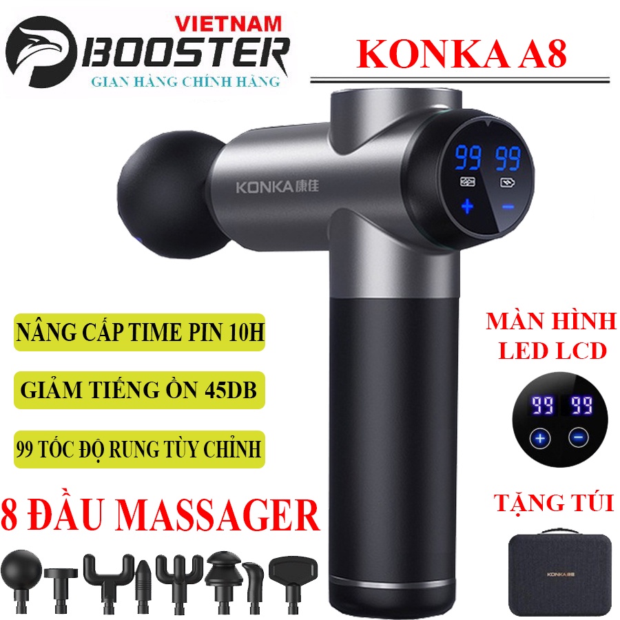 Máy massa cầm tay booster KONKA A8 sử dụng 8 đầu massa màn hình Led LCD 99 tốc độ rung tùy chỉnh massa toàn thân