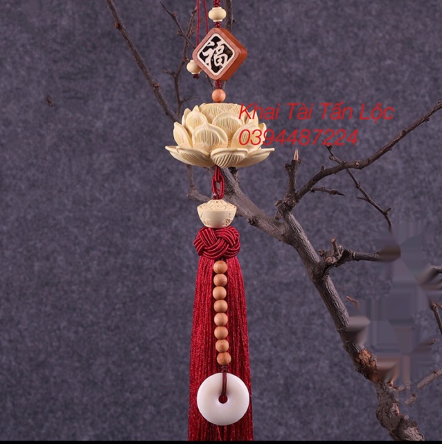 Dây , khánh treo hoa sen gỗ hoàng dương mệnh hỏa , thổ
