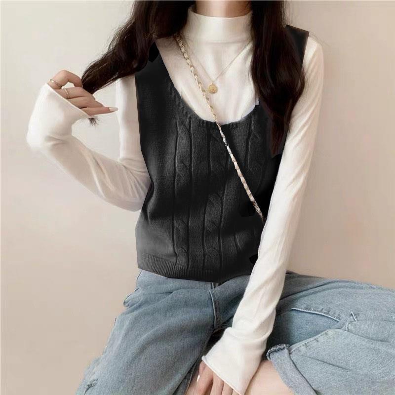 Áo gile mỏng không tay màu trơn viền chỉ phong cách Hàn Quốc