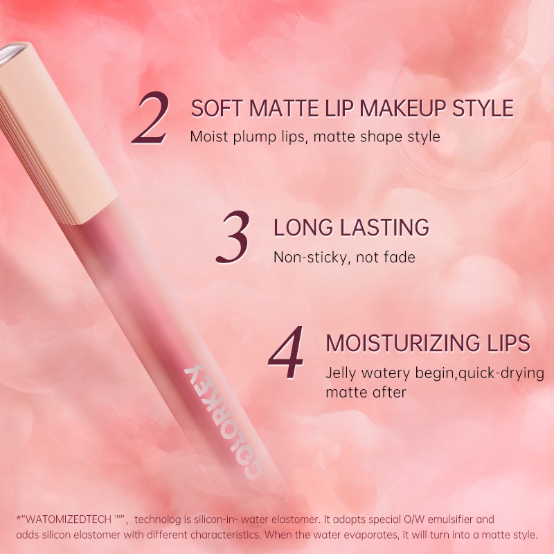 Son kem lì Watery Matte Trang điểm môi dạng lỏng không dính không thấm nước 1,8g son COLORKEY son bóng son lì son lì colorkey