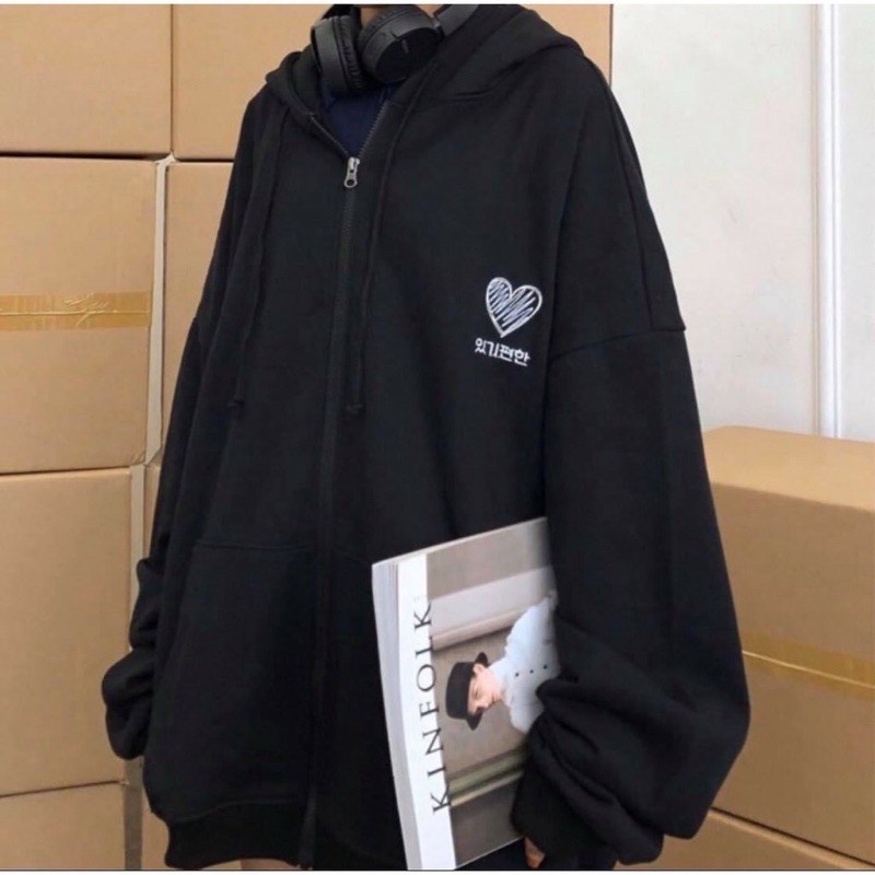 Áo Khoác nỉ Hoodie TRÁI TIM HEART Unisex chữ thêu cá tính J03