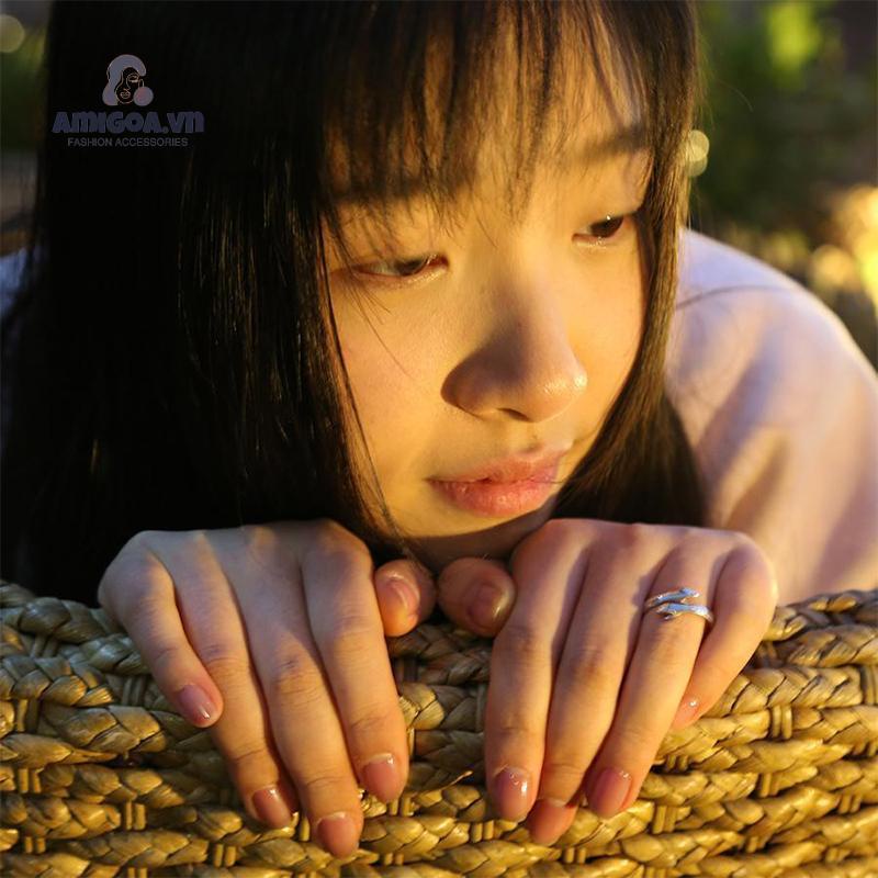 Nhẫn Hở Có Thể Điều Chỉnh Kích Thước Phong Cách Retro Thời Trang Dành Cho Cặp Đôi