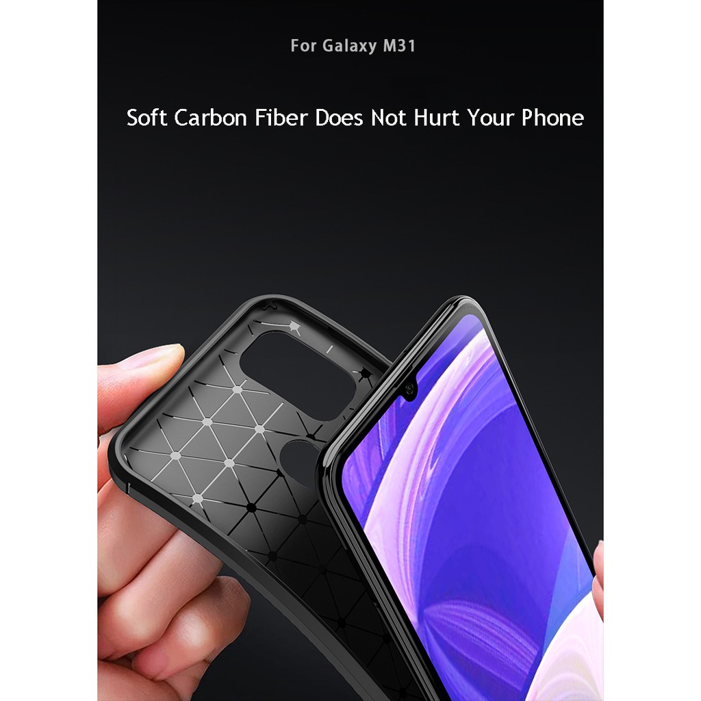 Ốp điện thoại sợi carbon mềm chống sốc bảo vệ cho Samsung Galaxy M31