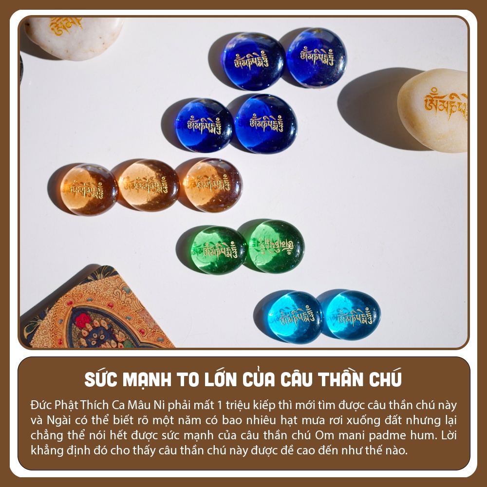 Đá phong thuỷ khắc thần chú Om Mani Padme Hum gia trì năng lượng cao, khắc laze mạ vàng tinh xảo - Mani Decor