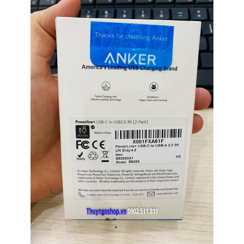 Thuyngoshop - Cáp Anker PowerLine+ USB 2.0 ra USB-C (90cm)