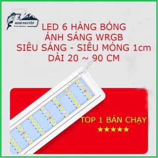 Đèn hồ cá 🐠🐠 LED 6 hàng bóng ánh sáng WRGB siêu sáng siêu mỏng cho đèn bể cá cảnh bể thủy sinh kích thước từ 20 - 90cm