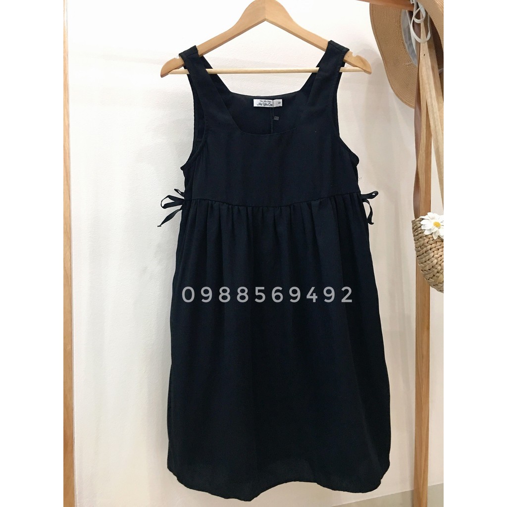 Váy Bầu Công Sở, Đầm Bầu Sét Yếm Nơ Sườn MYC 1340 Y