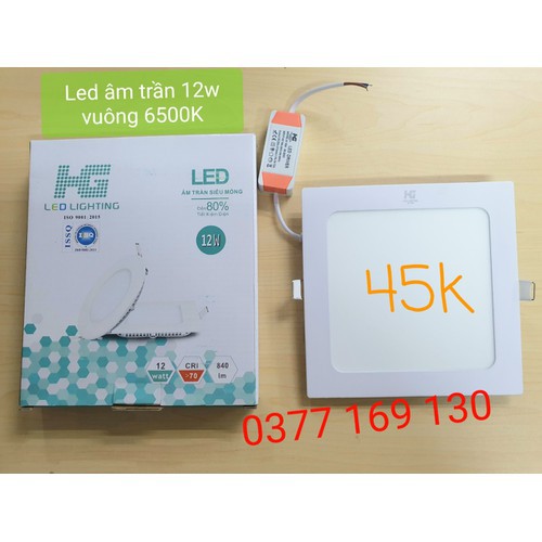 Đèn LED âm trần 12W Vuông Siêu Mỏng