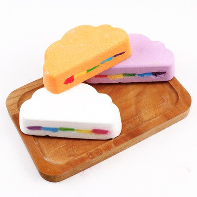 Rainbow Soap Cloud Bath Salt Dưỡng ẩm Tẩy tế bào chết Làm sạch Cơ thể Da Bong bóng Bom tắm Nhiều màu cho các cô gái Sản phẩm phòng tắm dành cho nữ