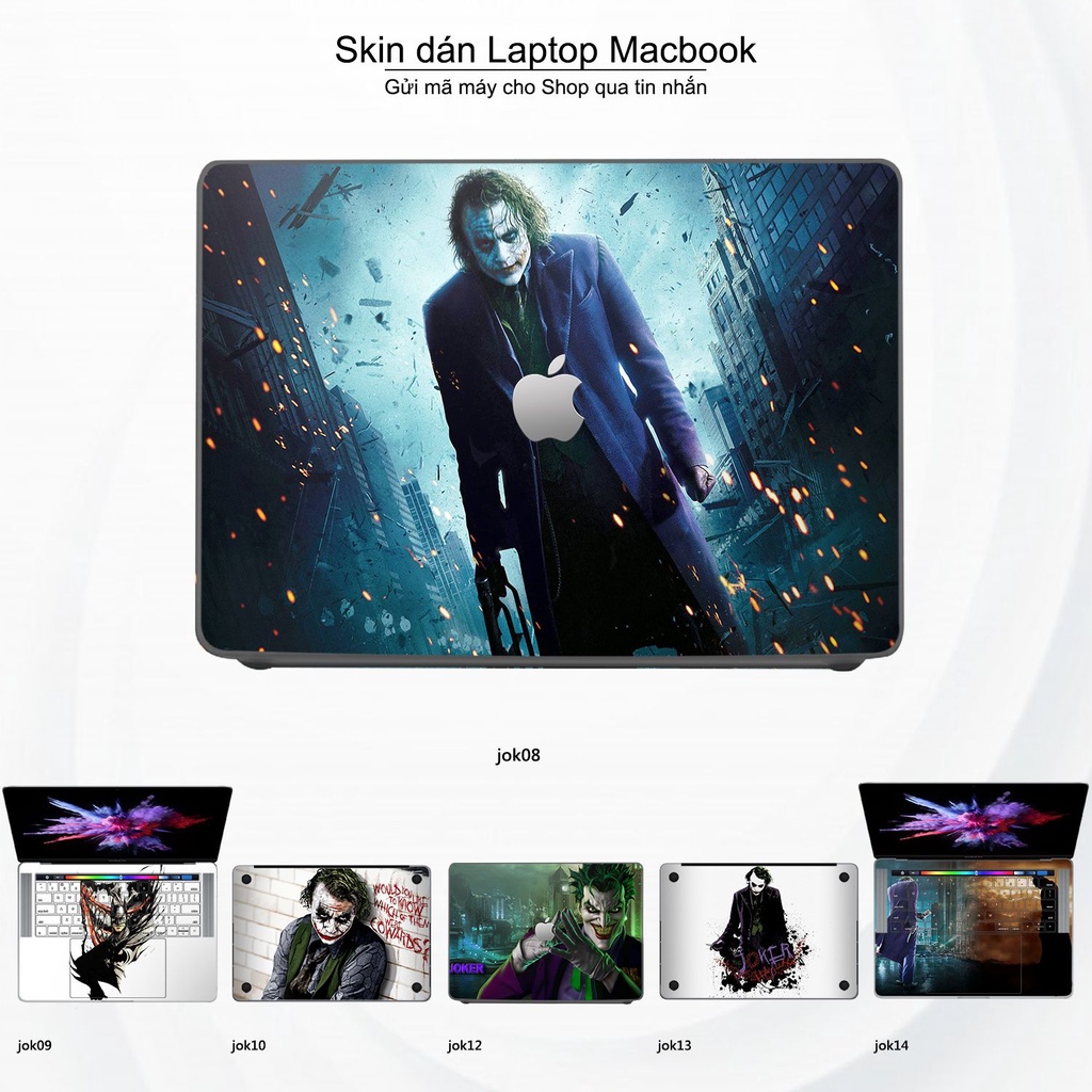 Skin dán Macbook mẫu Joker (đã cắt sẵn, inbox mã máy cho shop)