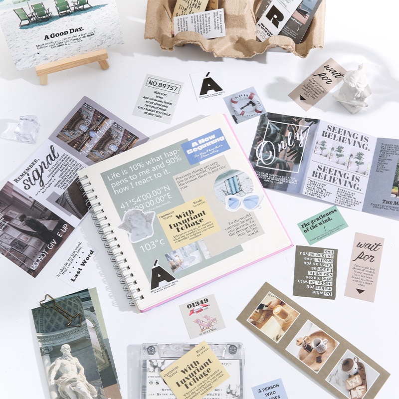 Set 30 Miếng Dán Trang Trí Túi Xách Phong Cách Retro Hàn Quốc Diy