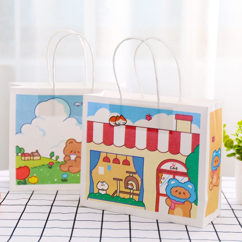 Túi giấy đựng quà 21x8x18cm mẫu gấu cute