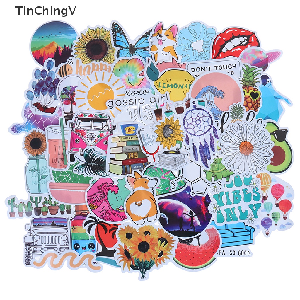 Bộ 50 Miếng Dán Hoạt Hình Kawaii Trang Trí Ván Trượt / Laptop / Vali / Xe Đạp / Xe Hơi