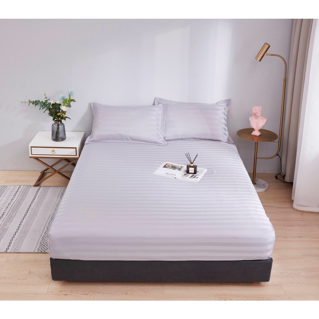 Bộ 1 Ga 2 Vỏ Gối Nằm Cotton 3F Kẻ Sọc,được chọn màu,màu xanh dương