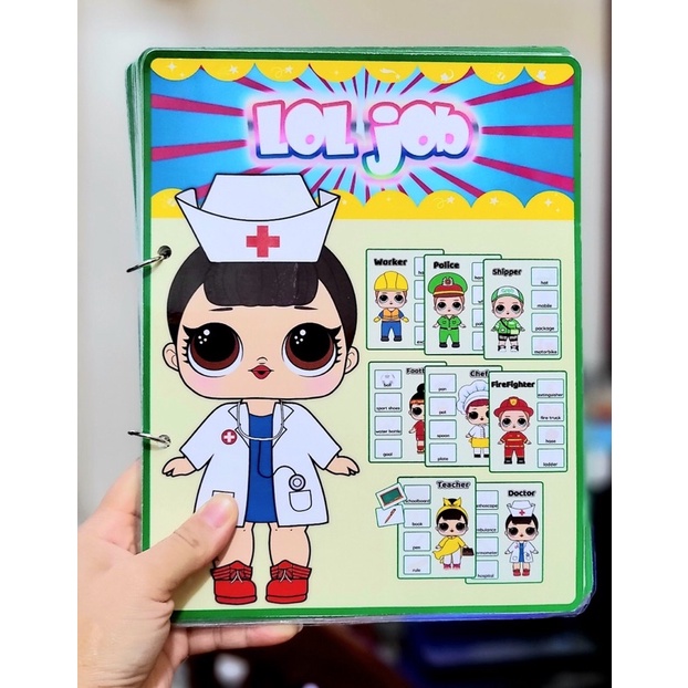 Búp bê giấy - Học liệu bóc dán thay đồ búp bê LOL chủ đề nghề nghiệp