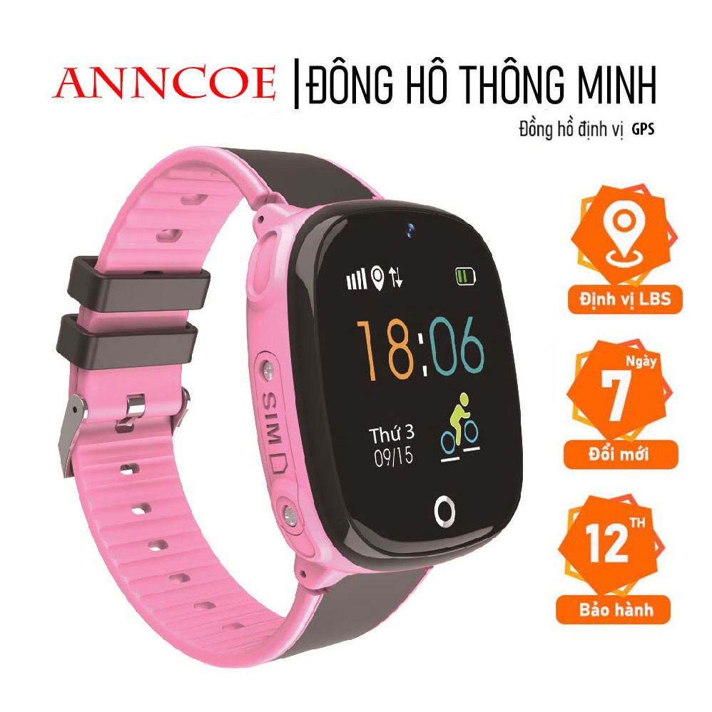 Đồng hồ thông minh định vị trẻ em ANNCOE Watch AH22 - nghe gọi 2 chiều - tin nhắn thoại - định vị GPS - Tiếng Việt