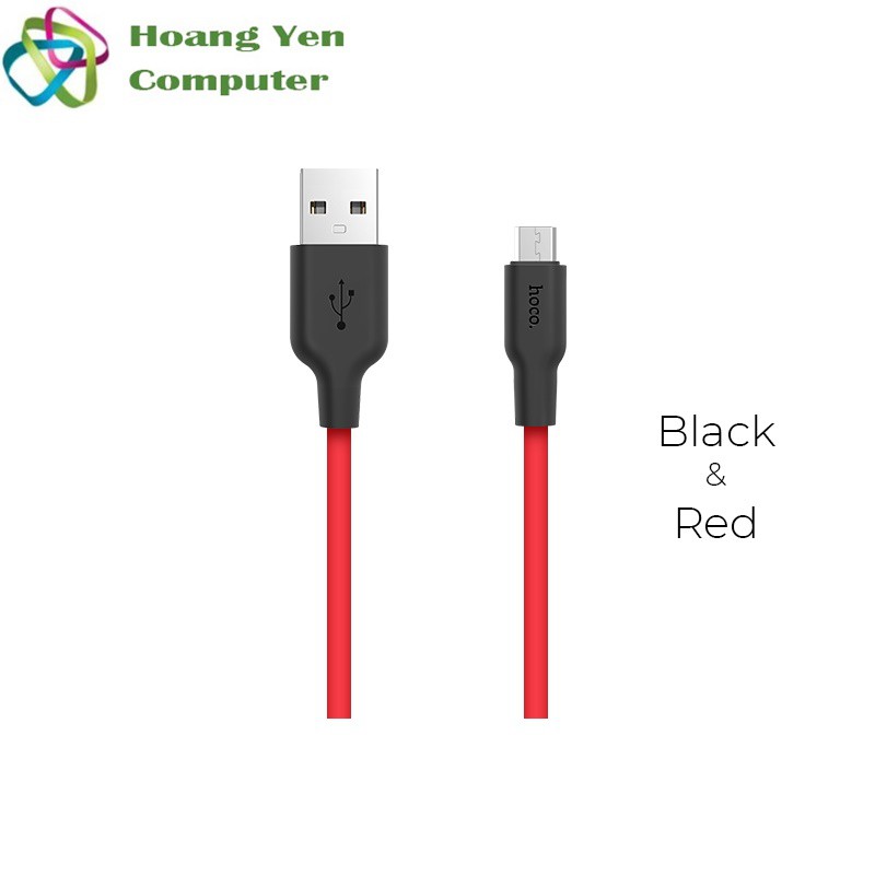 [1M] Cáp Sạc MICRO USB Hoco X21 Plus Dây Silicon Mềm Dẻo Chống Cháy Dài 1M - BH 1 Năm - Hoàng Yến Computer