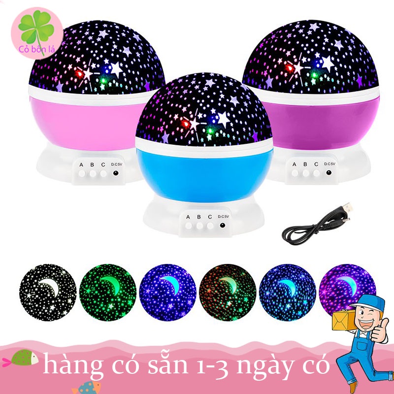 Đèn Ngủ Chiếu Sao Xoay Tự Động 360 Độ Đèn Chiếu Sao Bầu Trời Vũ Trụ Lấp Lánh Trang Trí Phòng Ngủ Lãng Mạn Dễ Thương