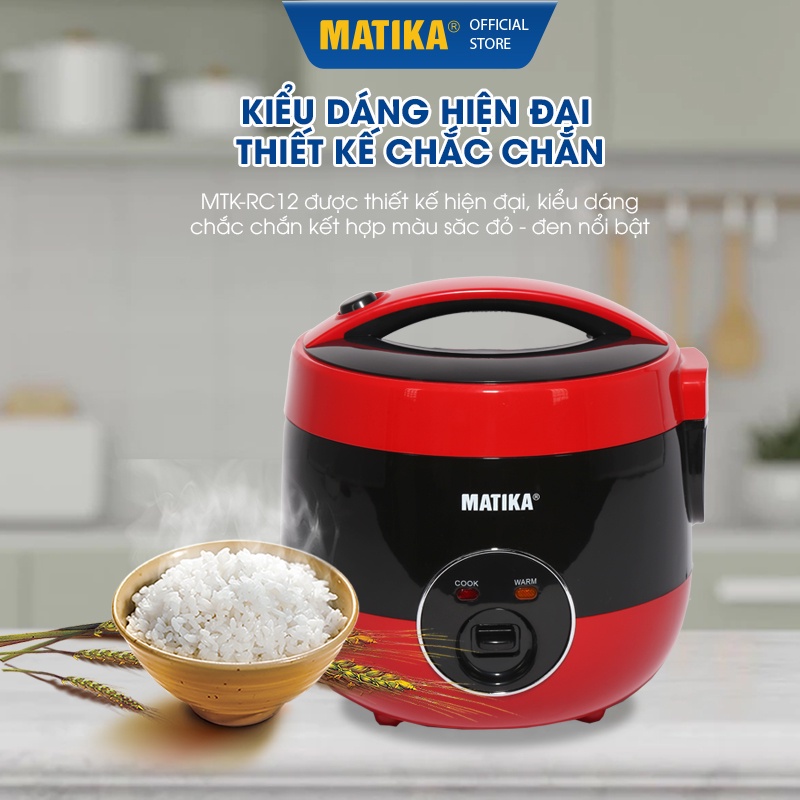 Nồi Cơm Điện Mini MATIKA 1.2L MTK-RC12