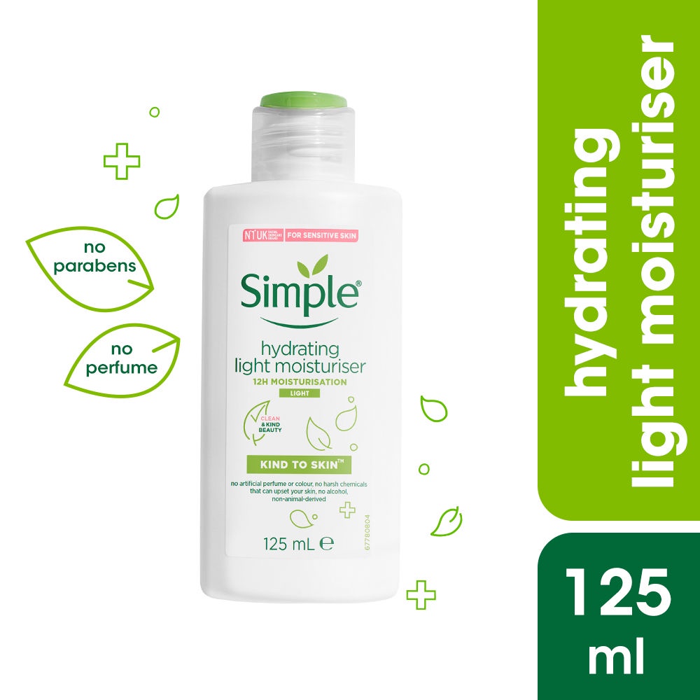 Sữa Dưỡng Da Simple Kind To Skin Hydrating Light Moisturiser 125ml Dưỡng Ẩm 12H Cho Làn Da Nhạy Cảm