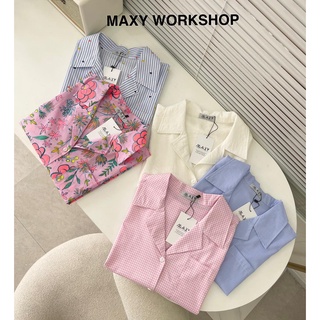 Áo sơ mi cổ vest họa tiết nữ Summer danton top Maxy Workshop