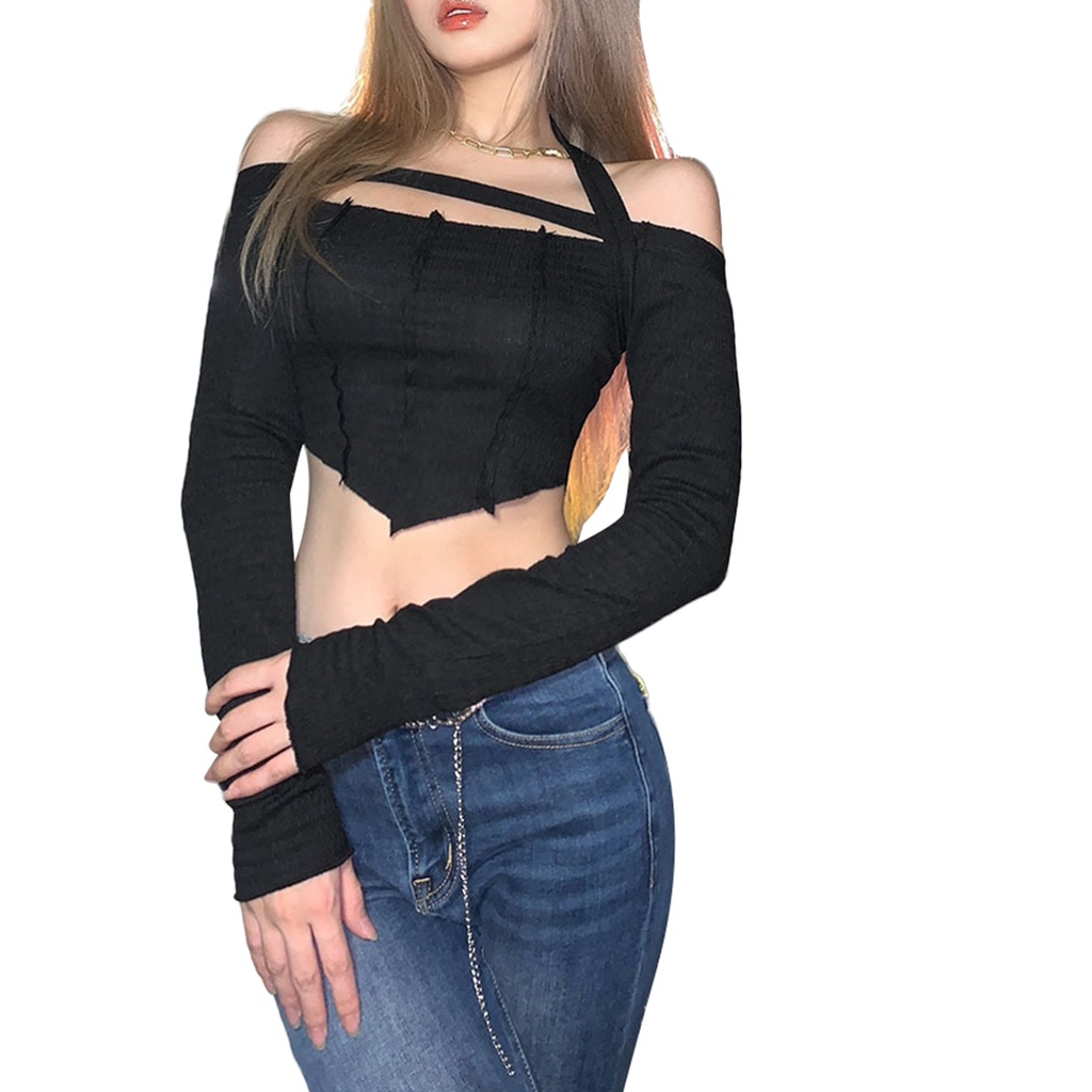 Áo thun nữ dài tay cổ thuyền màu trơn thời trang