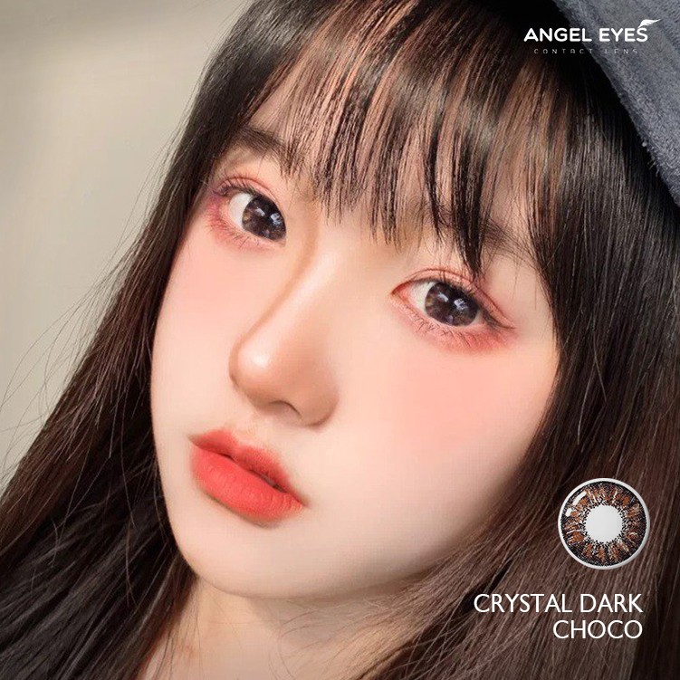 Kính giãn tròng Crystal Choco thương hiệu Angel Eyes đường kính 14.5 - Không độ