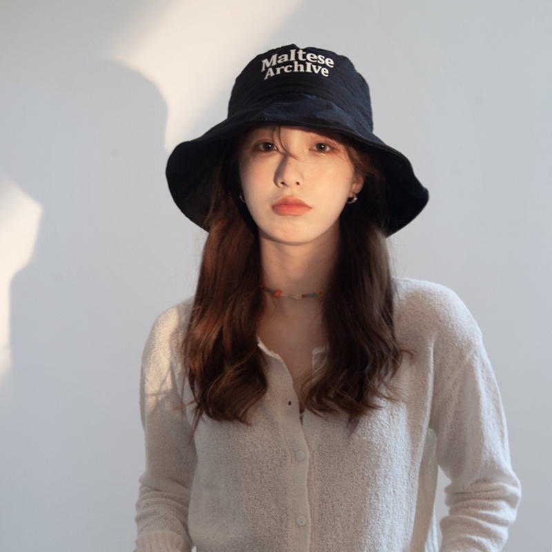 Mũ bucket mỏng rộng vành nhanh khô họa tiết chữ cái phong cách Nhật Bản thời trang mùa hè cho nữ