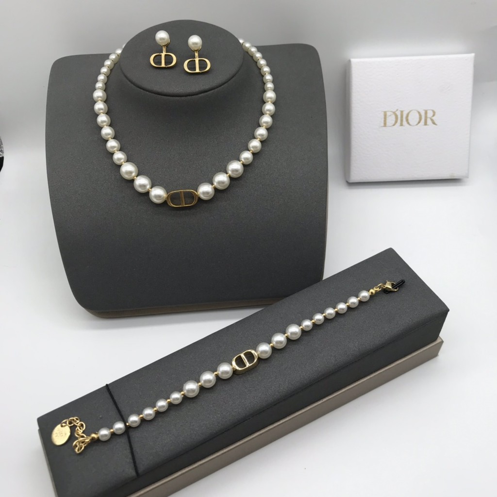 Trang sức Dior bạc s925 ngọc trai giả thời trang nữ