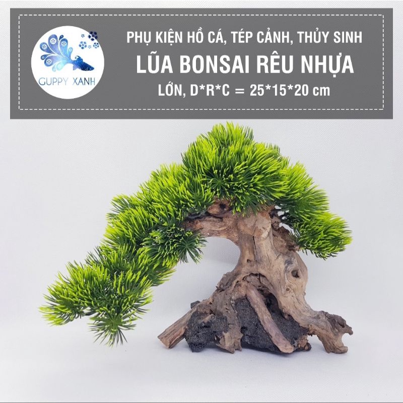 Lũa bonsai có dán sẵn rêu nhựa thích hợp cho các hồ thủy sinh, cá cảnh