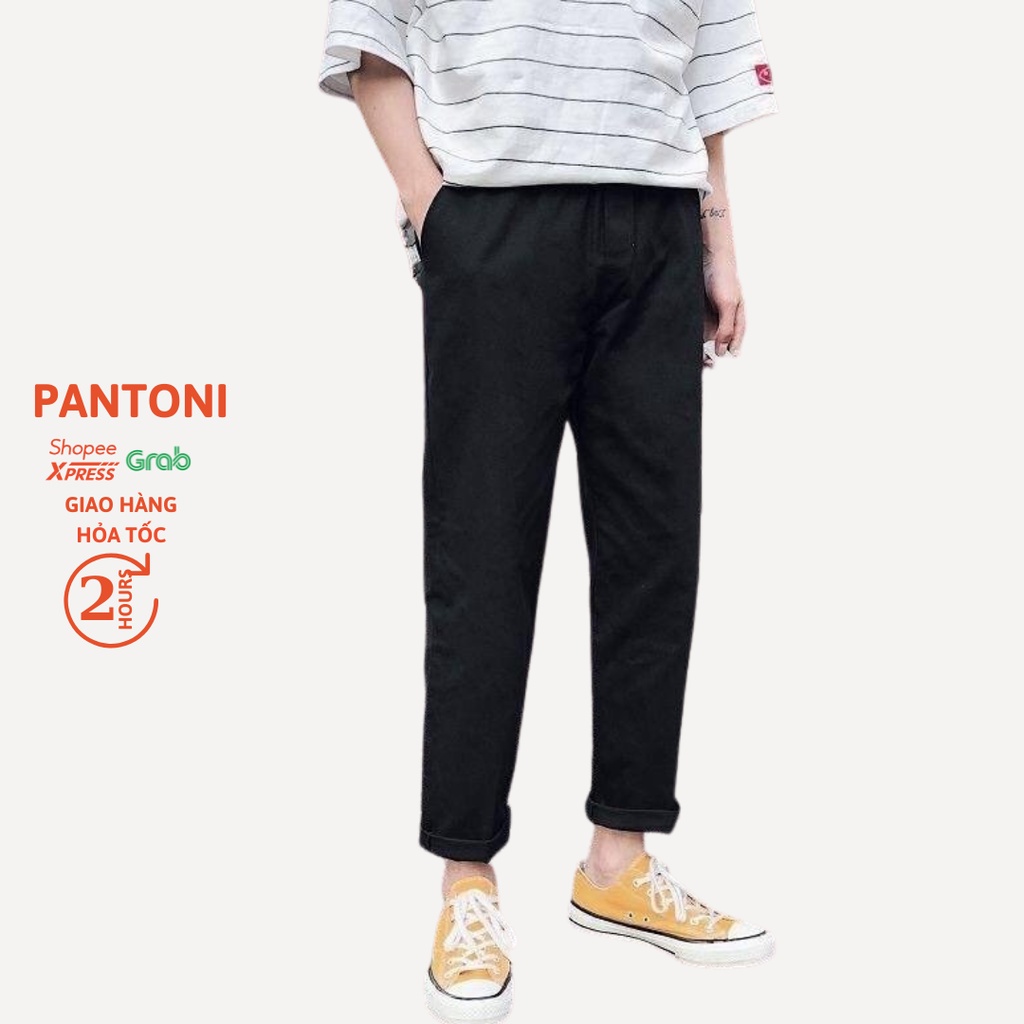 Quần jean baggy ống suông Pantoni, Quần jean nam trơn ống rộng nam/nữ