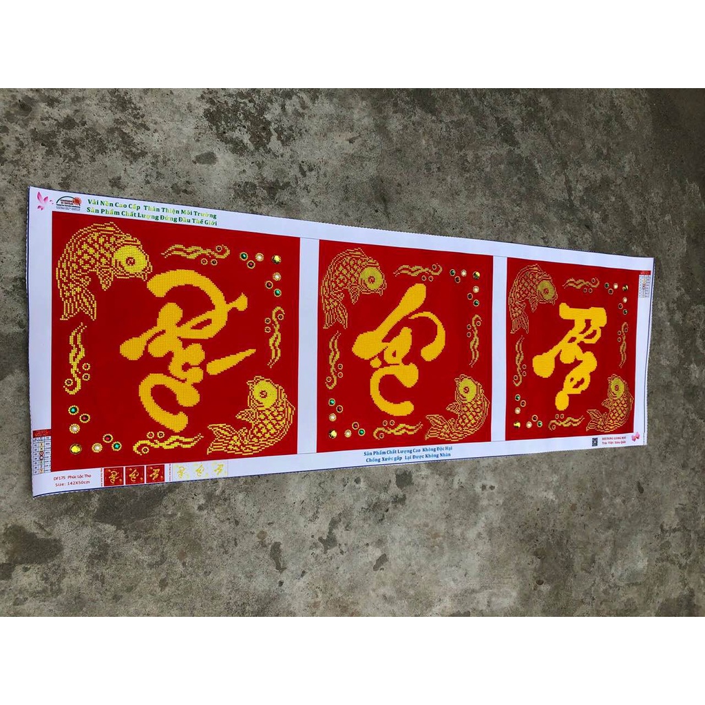 Tranh đính đá Phúc Lộc Thọ Thần Tài - chưa đính đá