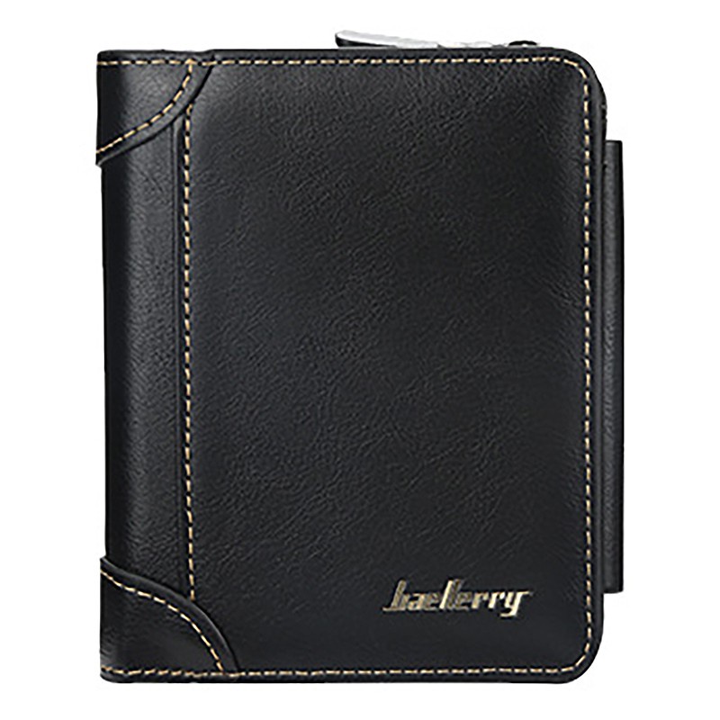 Baellerry Short Men Wallets 11 Card Holders Men Leather Purse Black