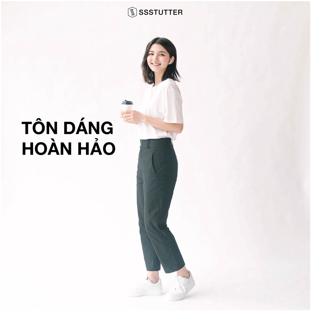 Quần dài nữ SSSTUTTER cạp cao dáng ôm chất khaki co giãn Latte Pants