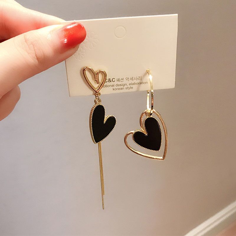 Đôi Khuyên Tai HìNh TráI Tim PhốI Tua Rua ThờI Trang Cho Nữ